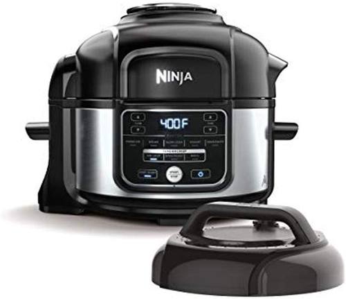 Ninja OS101 Foodi 9-in-1 Pressure Cooker & Air Fryer that Steams, Slow Cooks, Sears, Sautés, & More, with 5 Quart Cooking Pot, 4 Quart Cook & Crisp Plate, Broil Rack, Frying & Pressure Lids, Black