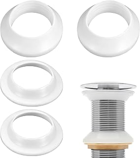 Drainage Seal, Universal Basin Drain Gasket Replacement Parts, Thickened Silicone Sealing Ring for Bathroom Sink Drain Stopper, Includes Top and Bottom Washers Seals (White-2 Sets)