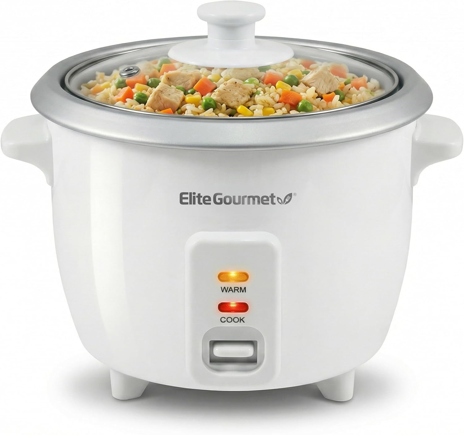 Elite Gourmet ERC-003X Rice Cooker, Keep Warm, White, 6 Cups Cooked | 3 Cups...
